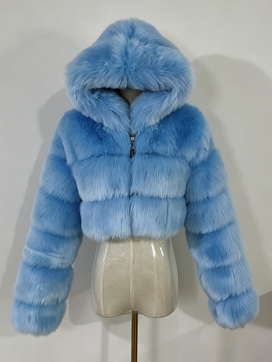 Ivory Faux Fur Hooded Coat MSF004