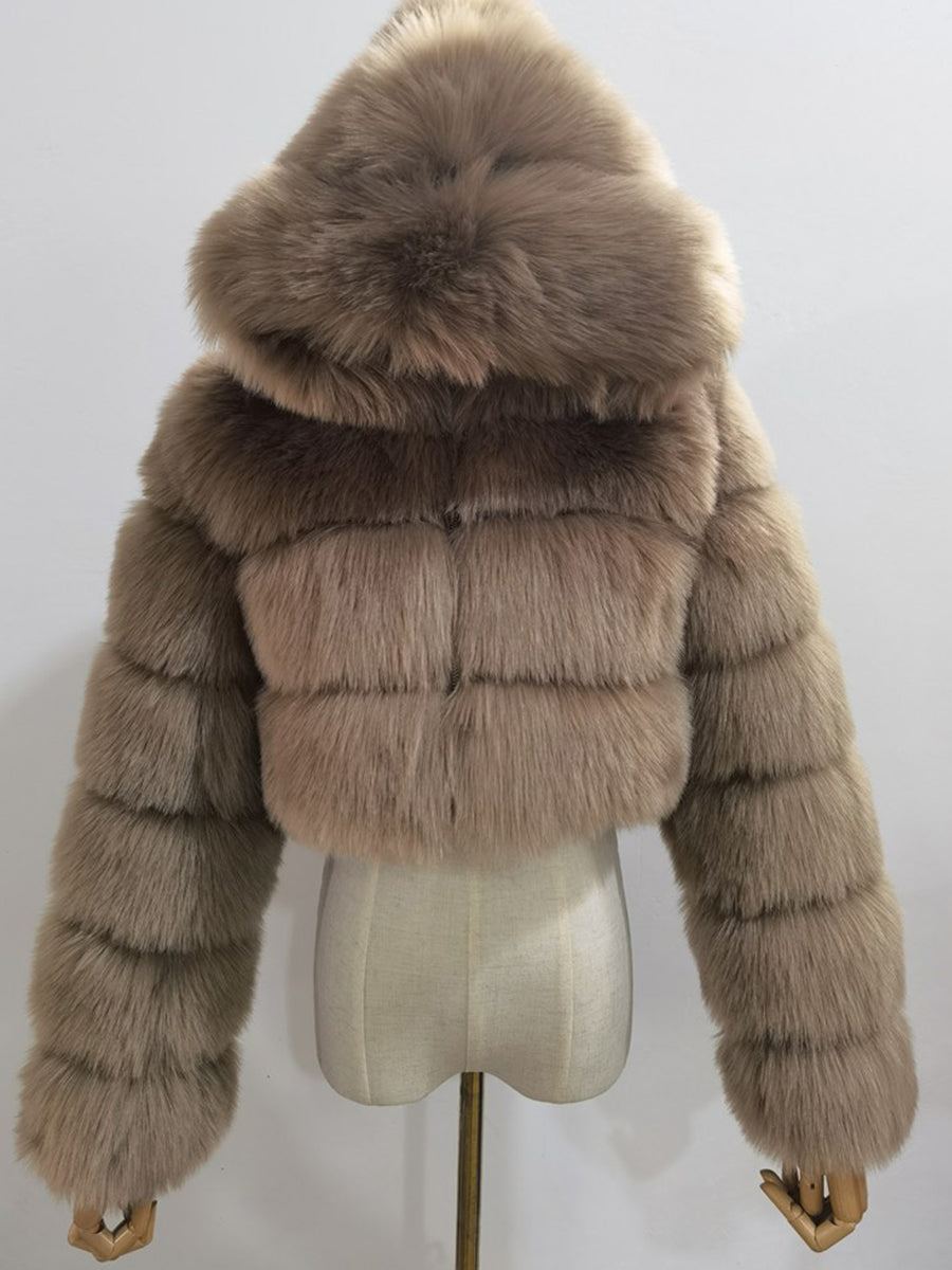 Ivory Faux Fur Hooded Coat MSF004