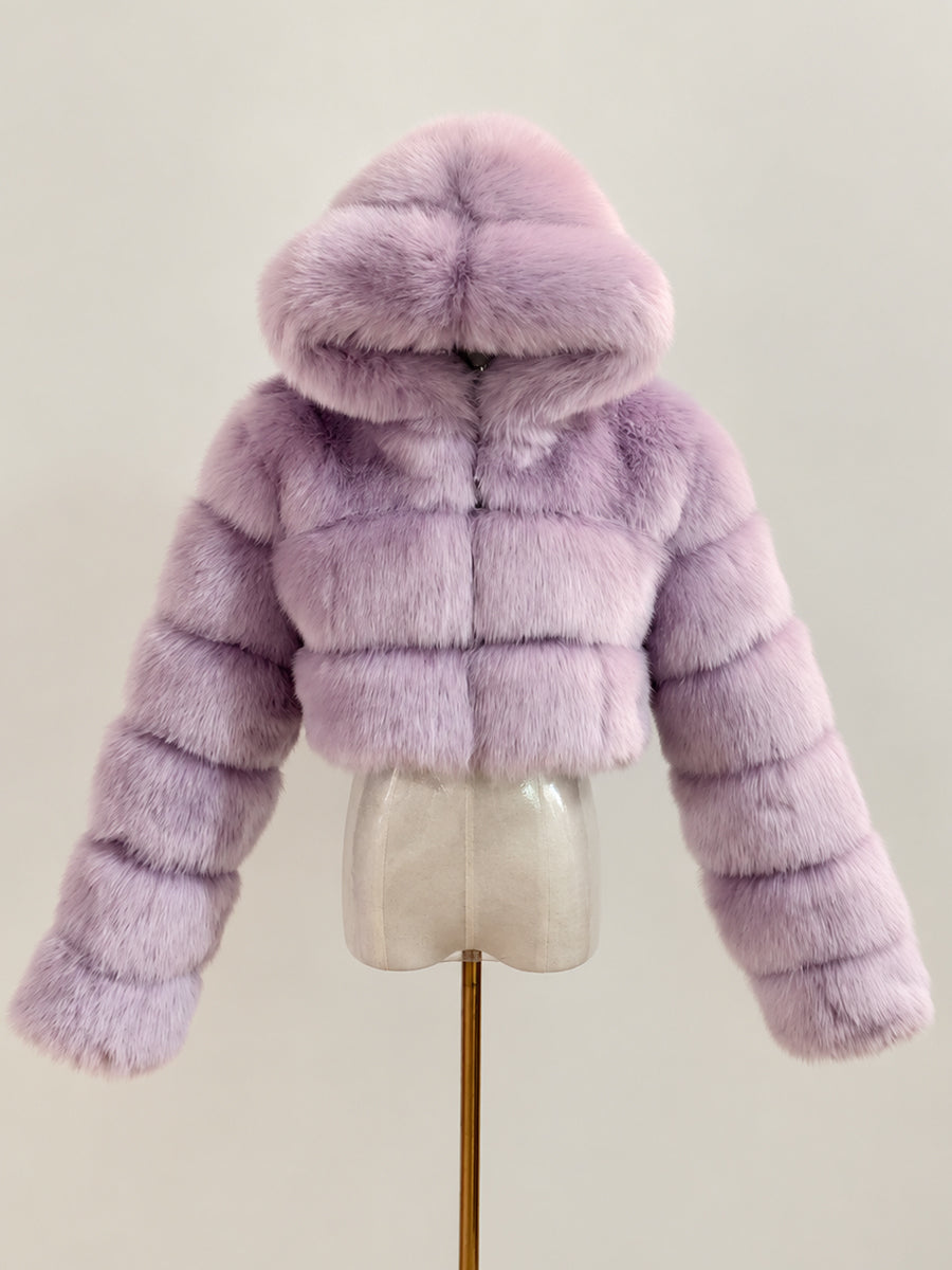 Ivory Faux Fur Hooded Coat MSF004