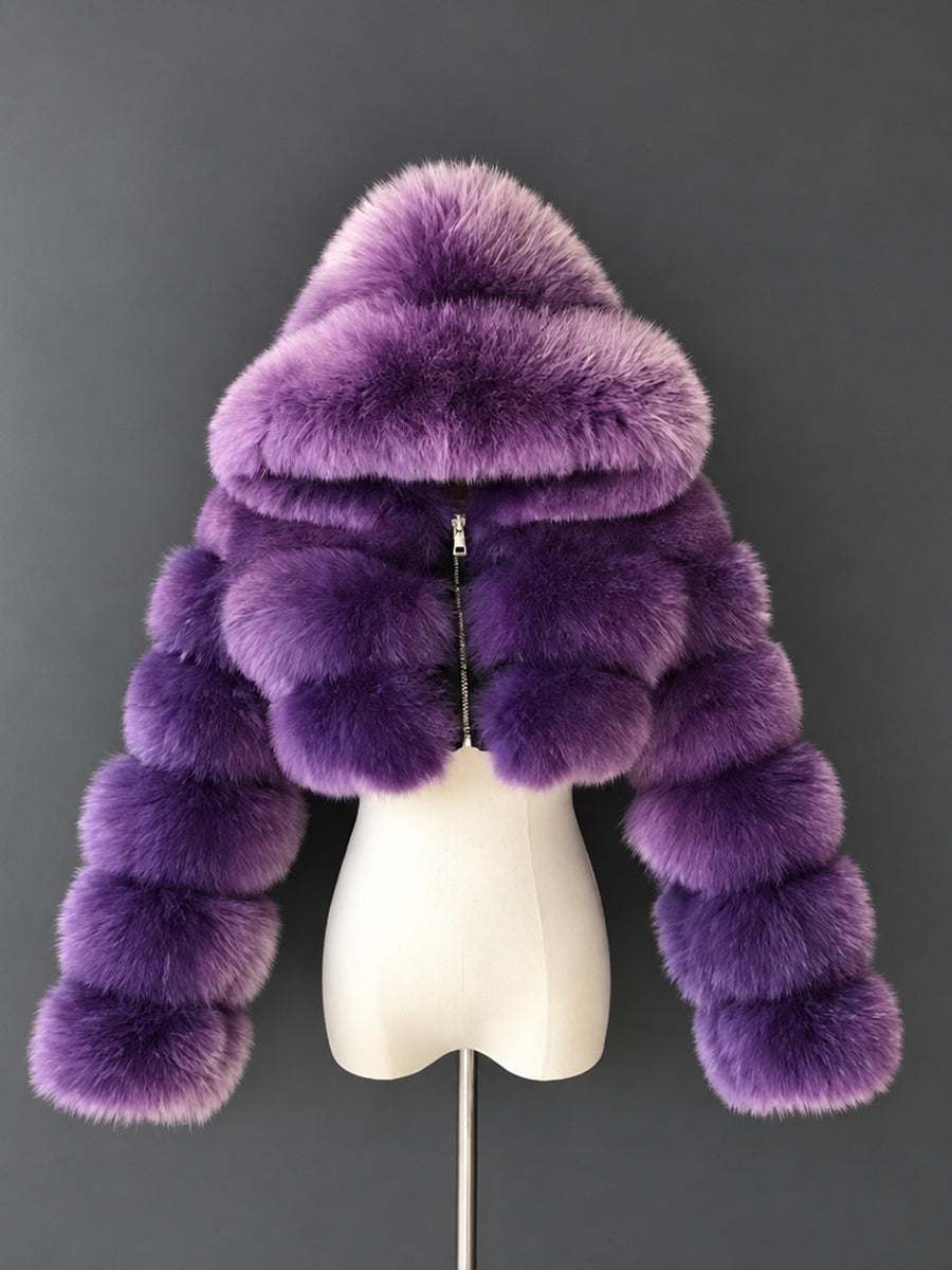 Ivory Faux Fur Hooded Coat MSF004