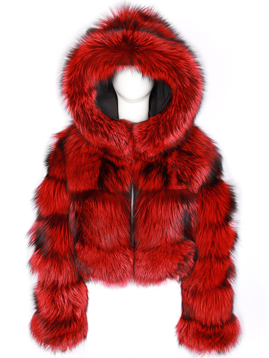 Ivory Faux Fur Hooded Coat MSF004
