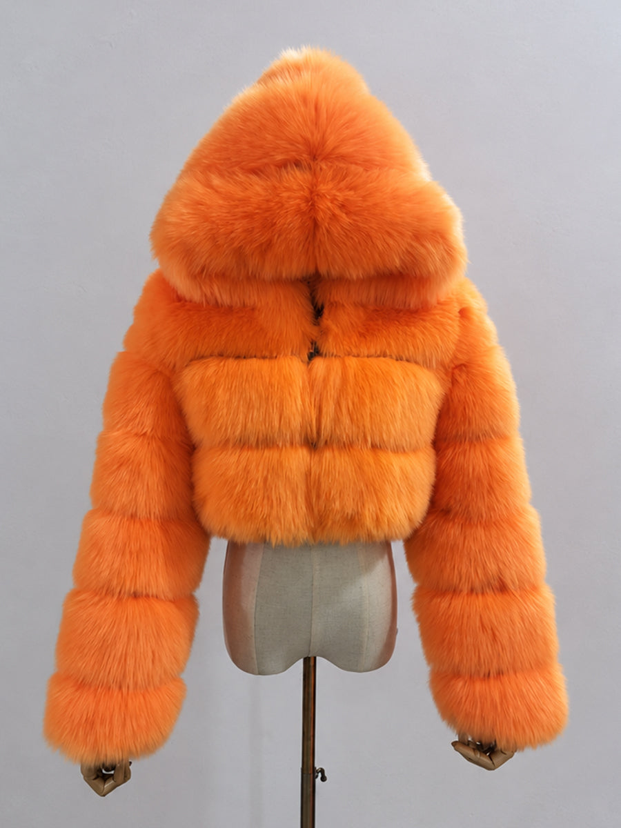 Ivory Faux Fur Hooded Coat MSF004