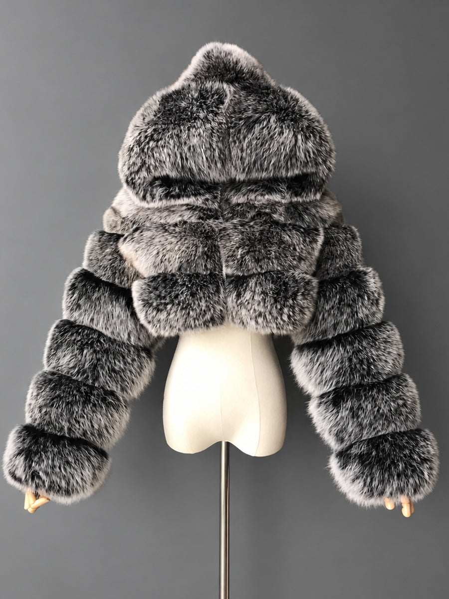 Ivory Faux Fur Hooded Coat MSF004