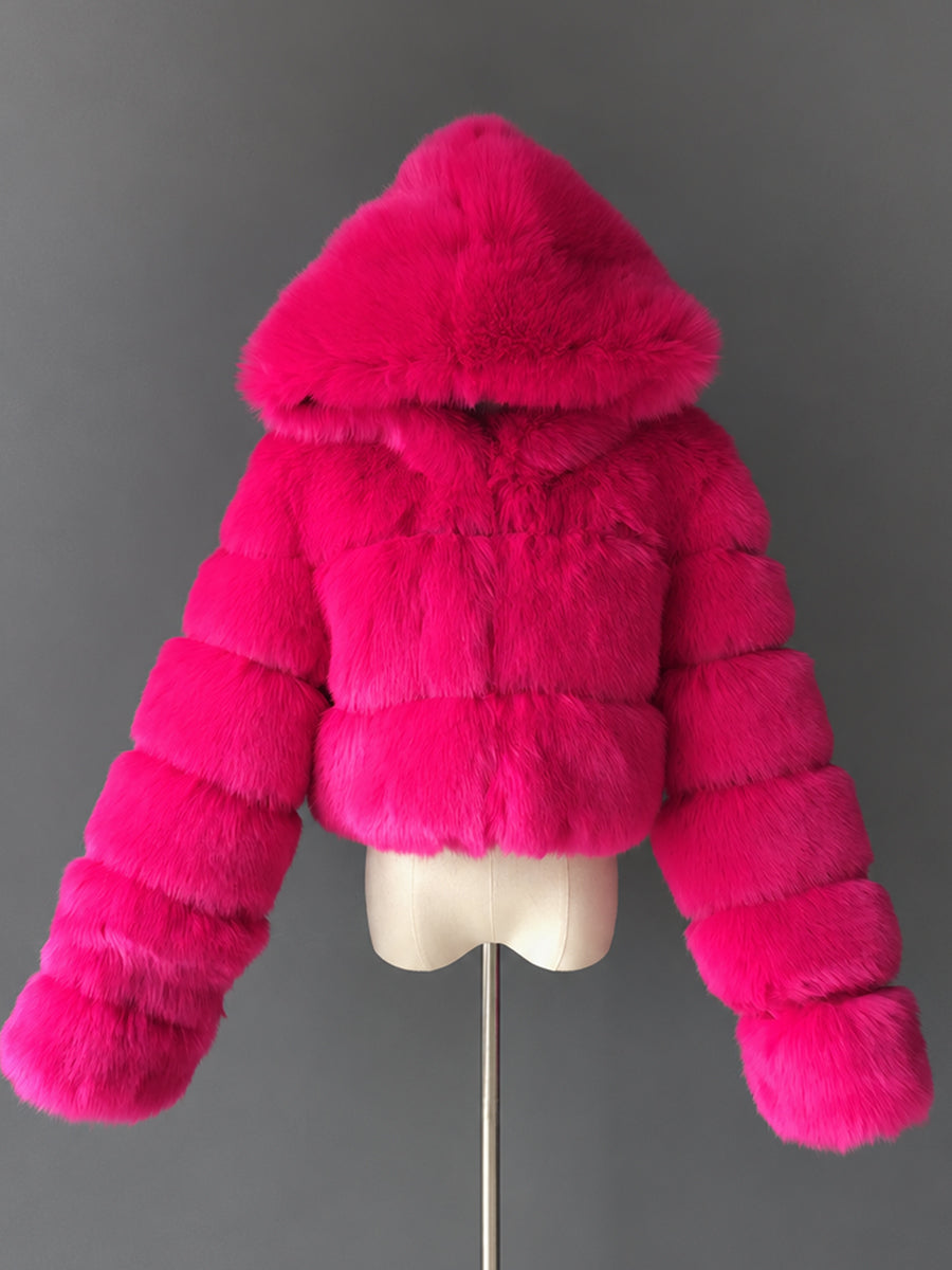 Ivory Faux Fur Hooded Coat MSF004