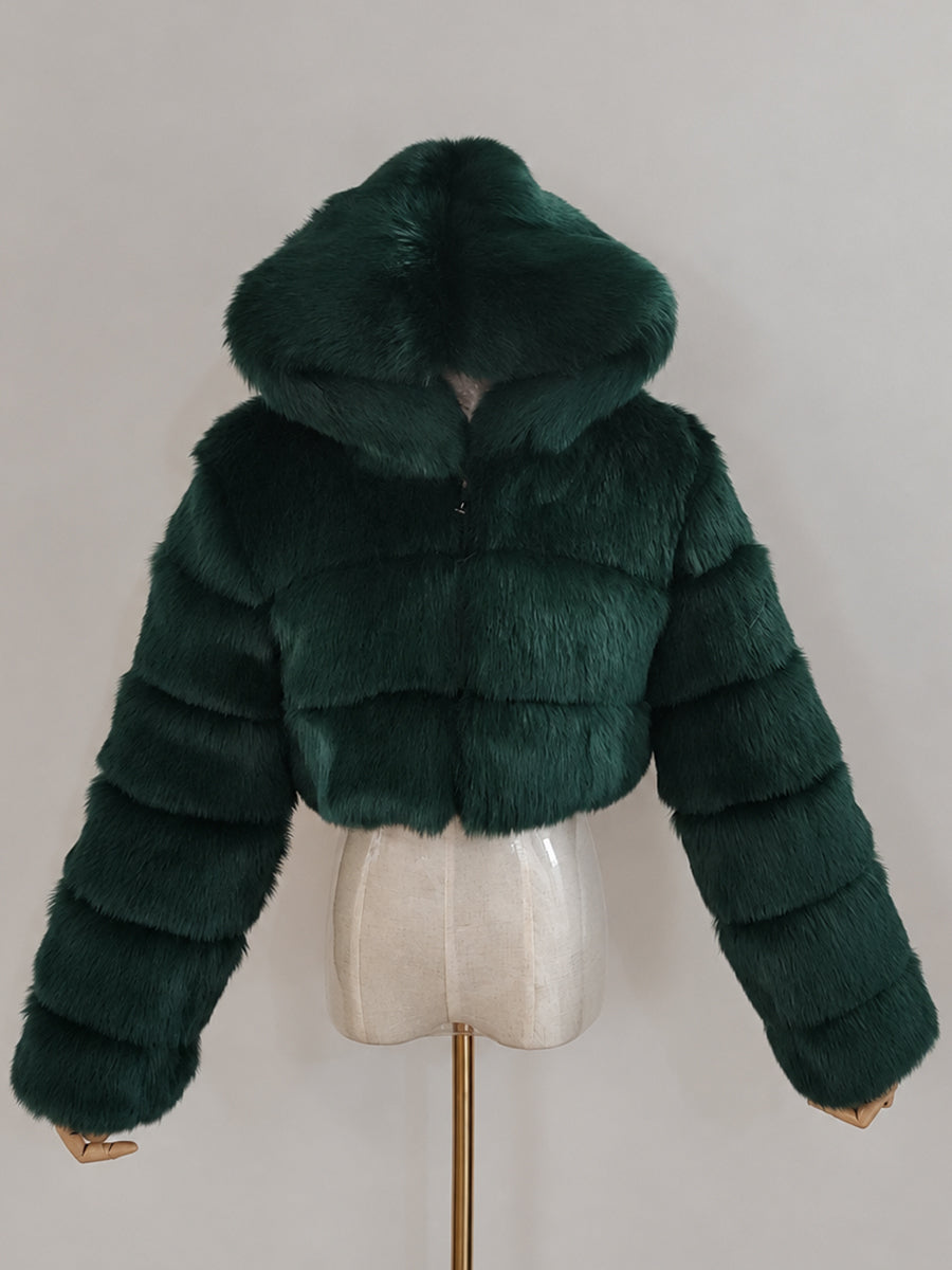 Ivory Faux Fur Hooded Coat MSF004