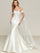 Simple Off-Shoulder Satin Mermaid Wedding Dress with Detachable Train MSW078