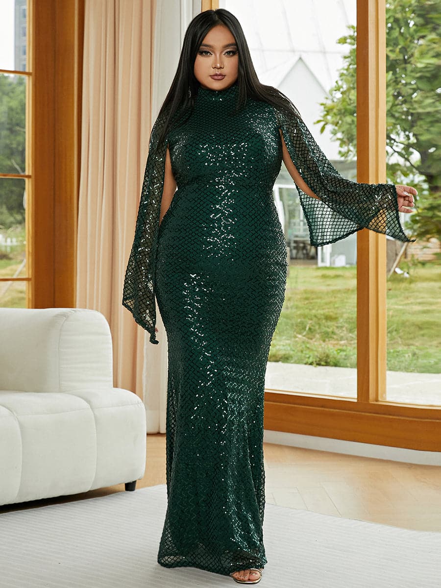 MISSORD Plus Size Mermaid Sequin Evening Dress