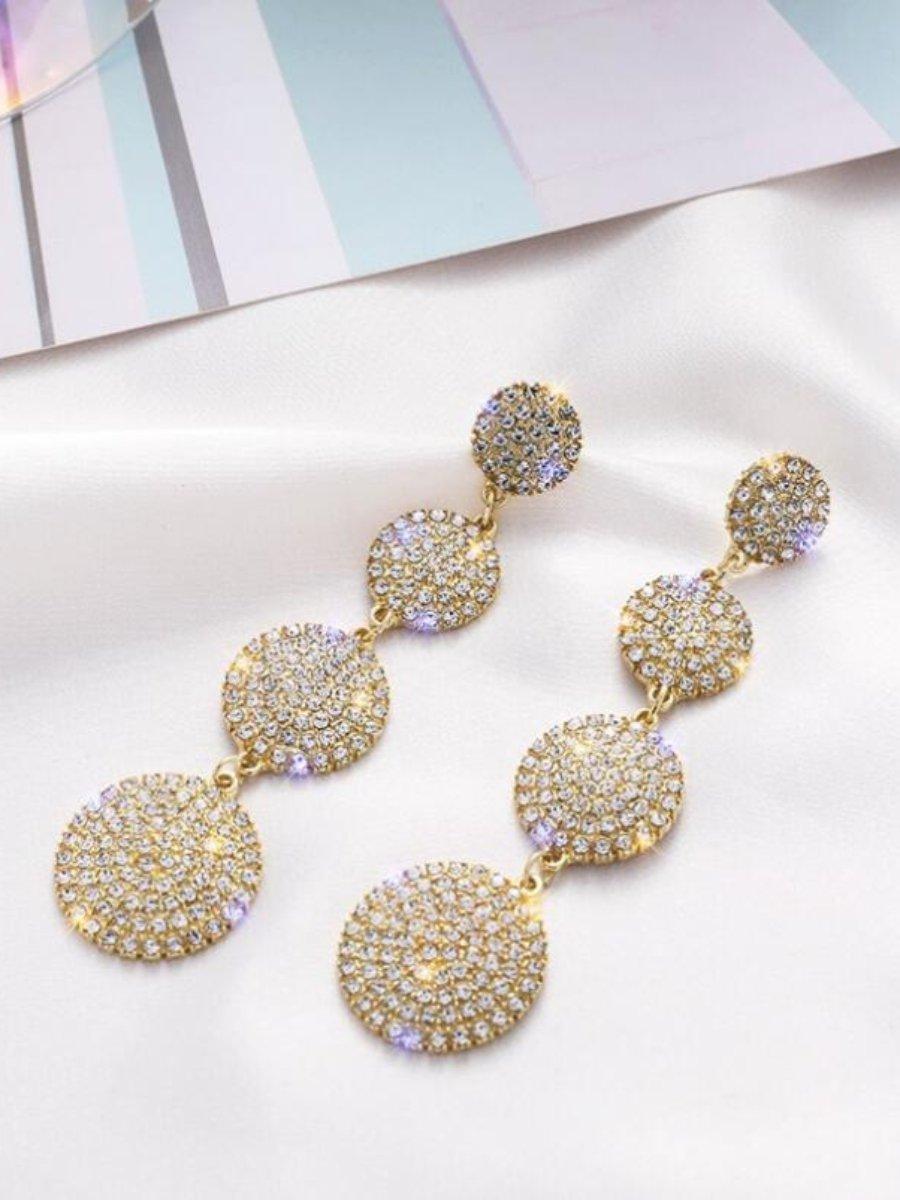 Needle Stone Geometric Circle S925 Silver Drop Earrings MSE101026 - MISS ORD