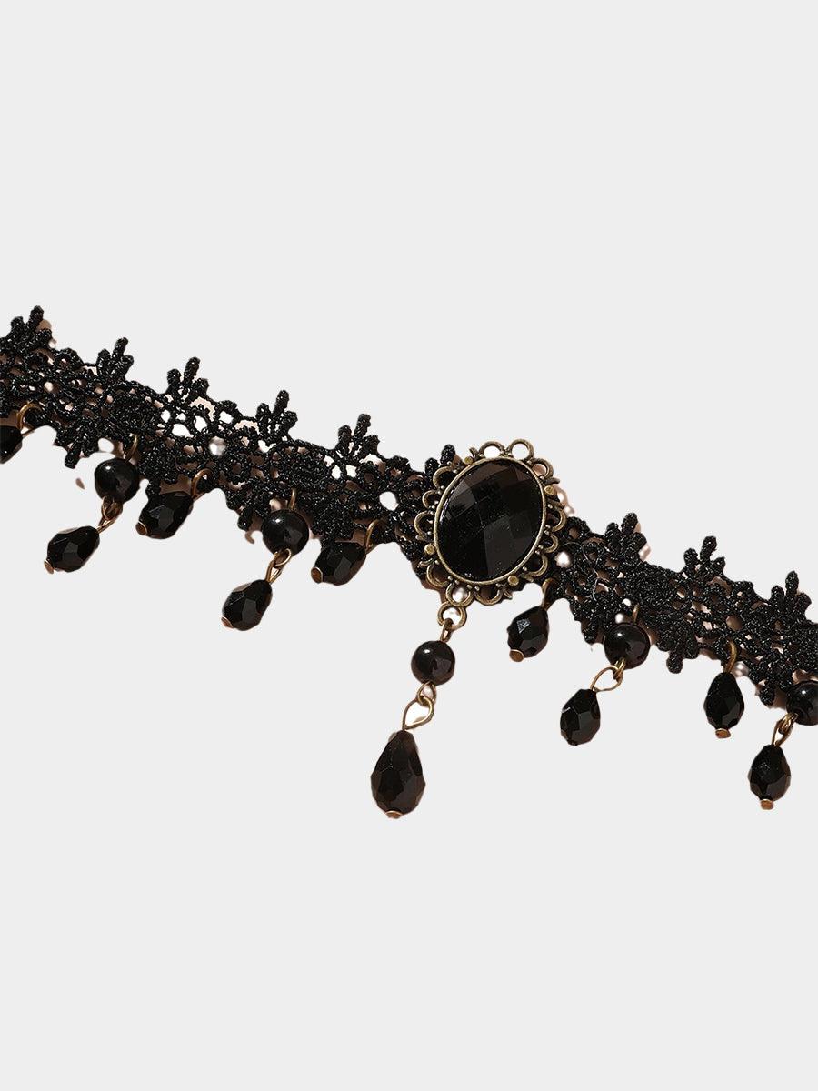 Vintage Black Lace Gothic Necklace MSN20001 - MISS ORD