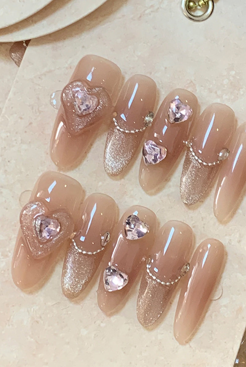 Pink Love Diamond Press On Nails