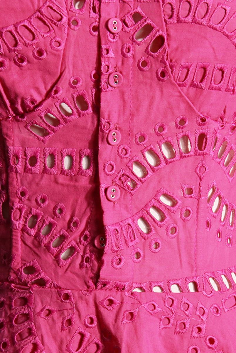 Lace Embroidery Cutout Fringed Mini Dress