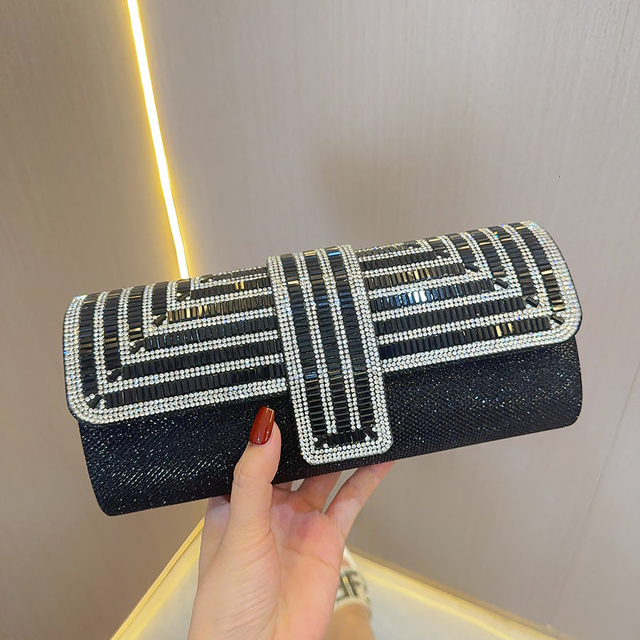Inlay Stone Open Cover Evening Shoulder Clutch Bag MNBF019