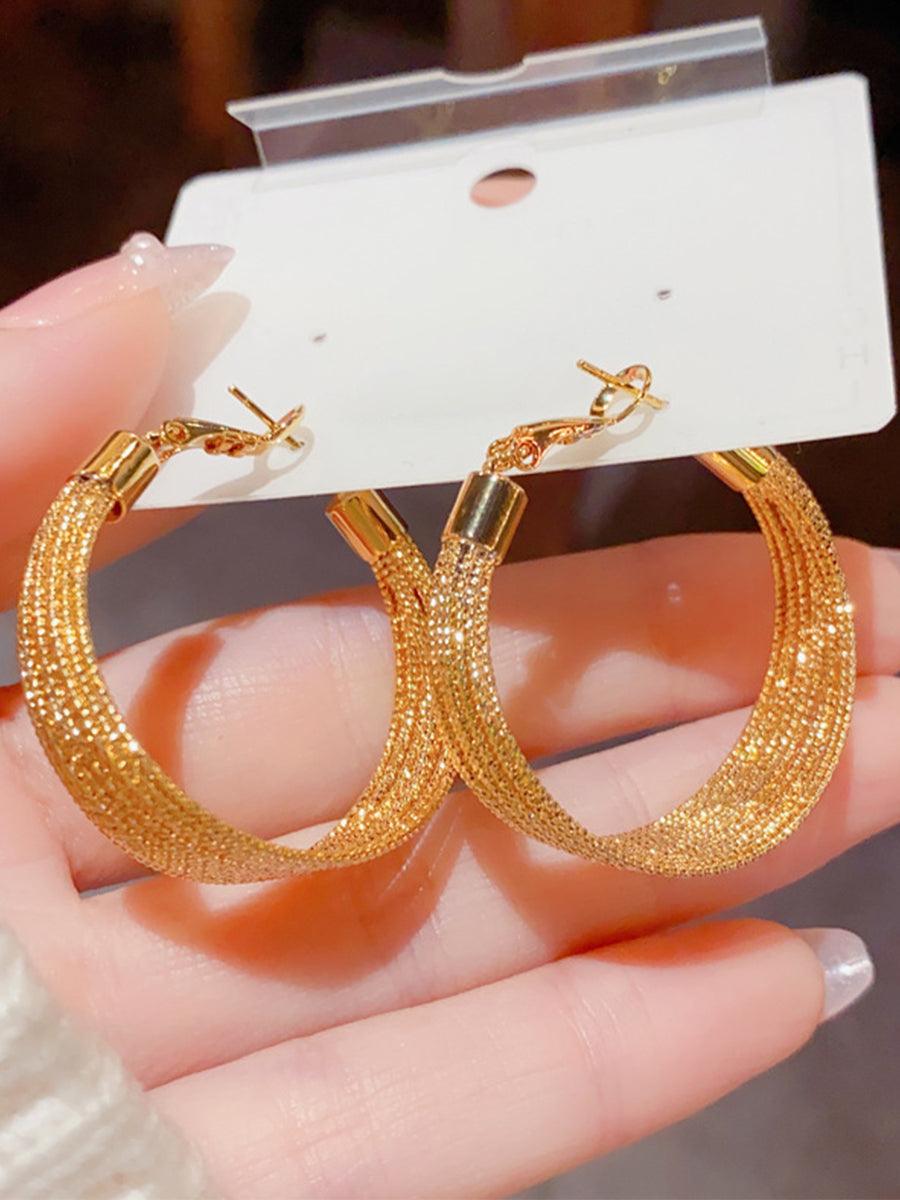 Personalized Metal Geometric Large Earrings MSE20007 - MISS ORD