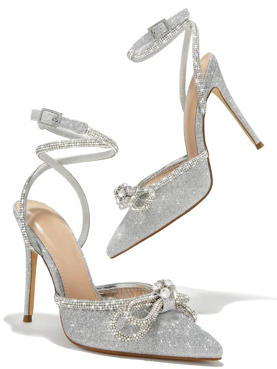 Bowknot Rhinestone Thin Pointed Heels MHE1117 - MISS ORD