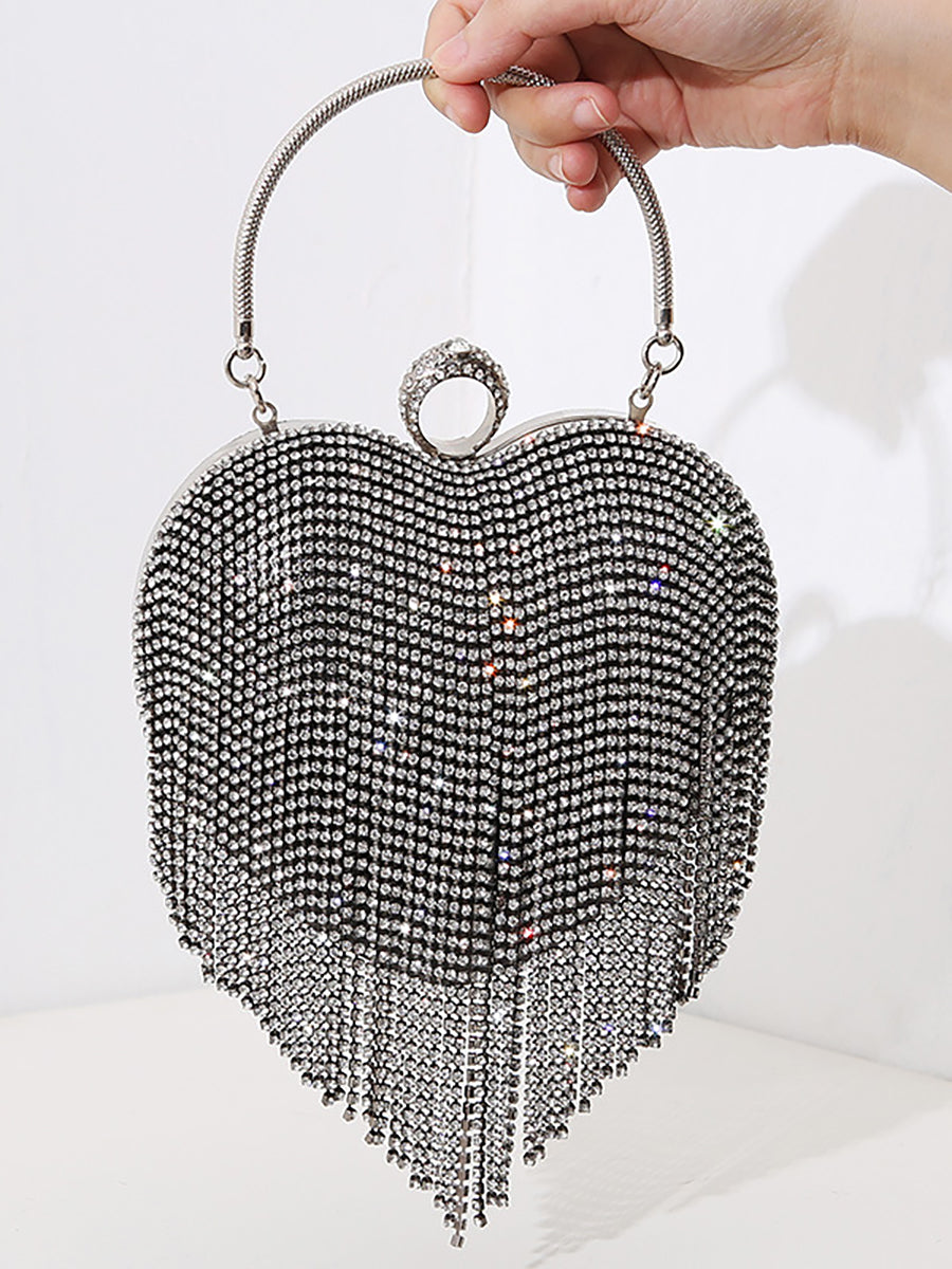 Stone Tassel Heart Match Wedding Dress Clutch Bag MNBF005 - MISS ORD