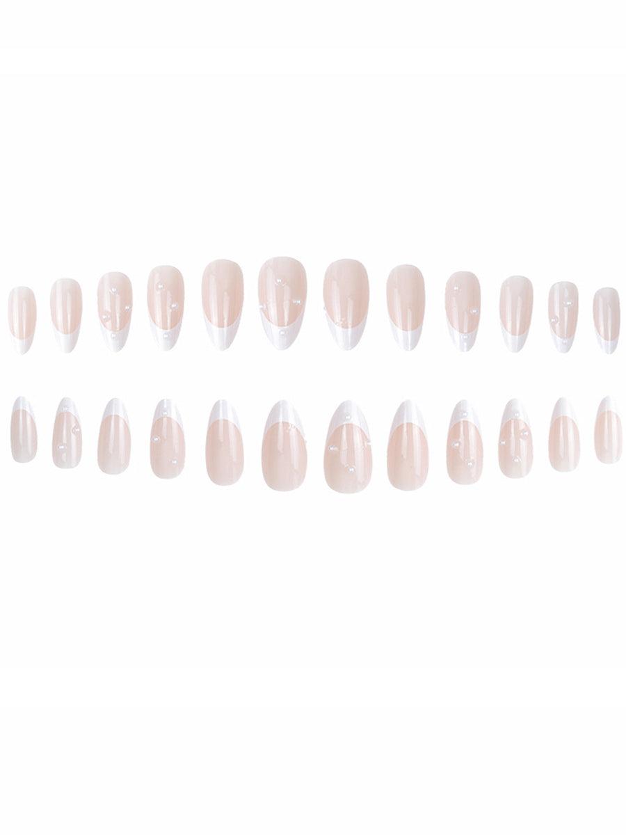 French Pearl White Almond Press On Nails LF374 - MISS ORD