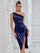 One Shoulder Ruched Split Mini Party Dress XF05706