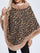 Leopard Print Faux Fur Trim Knitted Poncho Shawl MSF037