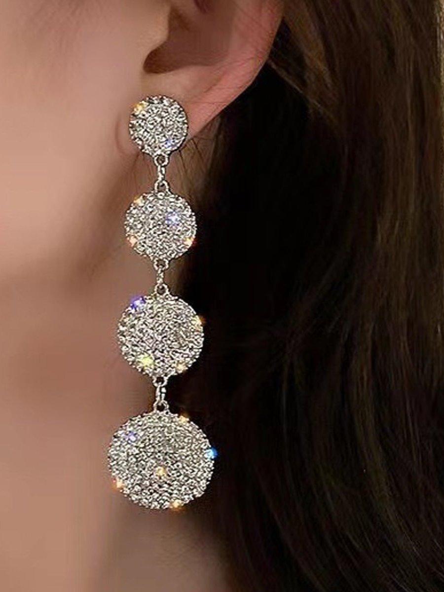 Needle Stone Geometric Circle S925 Silver Drop Earrings MSE101026 - MISS ORD