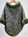 Leopard Print Faux Fur Trim Knitted Poncho Shawl MSF037