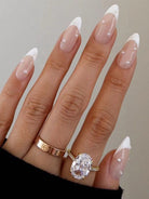 French Pearl White Almond Press On Nails