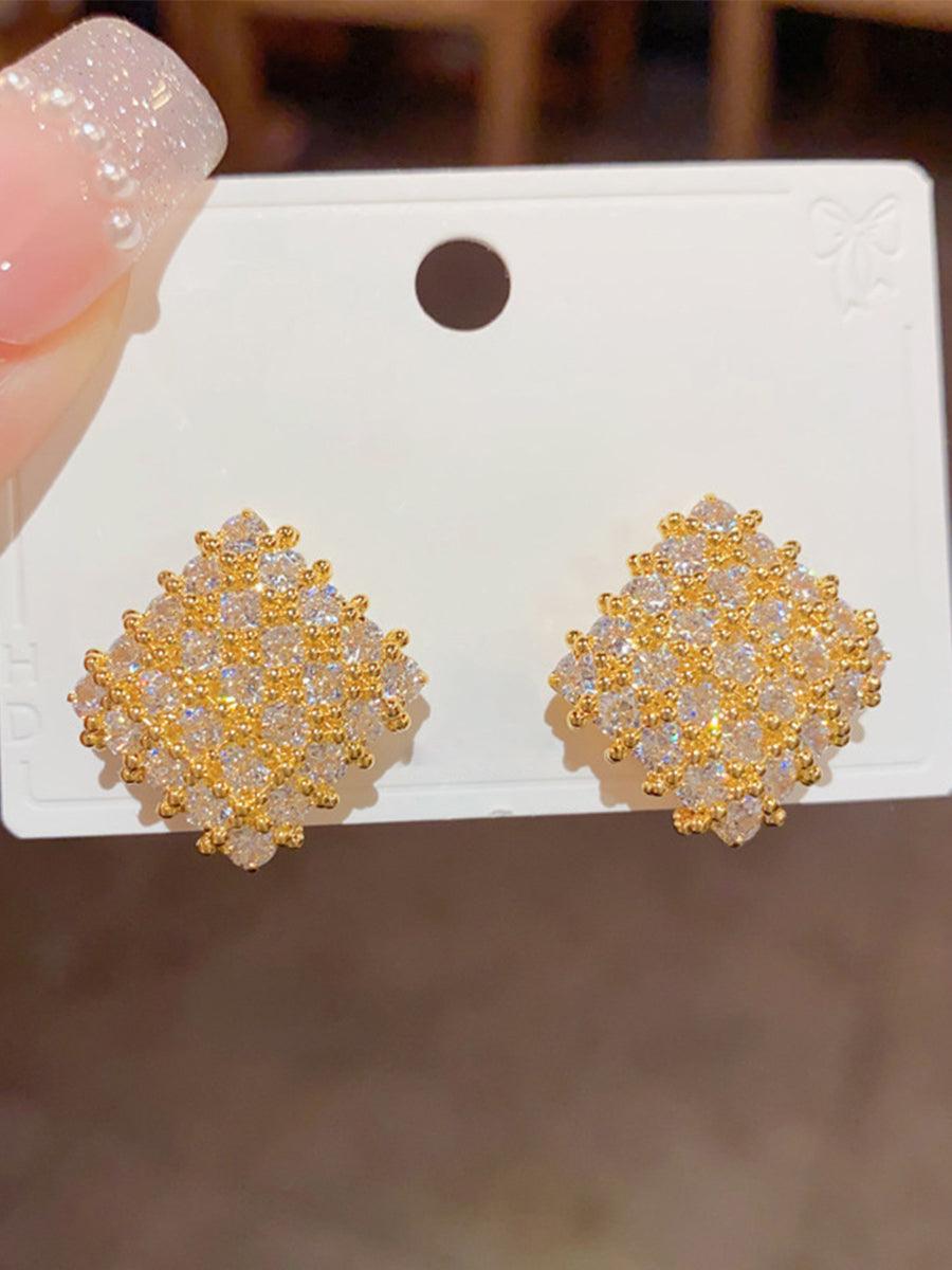 Geometric Diamond Stud Earrings MSE20001 - MISS ORD