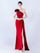 One Shoulder Flower Pleated Draped Prom Dress MYN1002 - MISS ORD