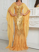 MISSORD V-neck Panel Mermaid Sequin Formal Dress