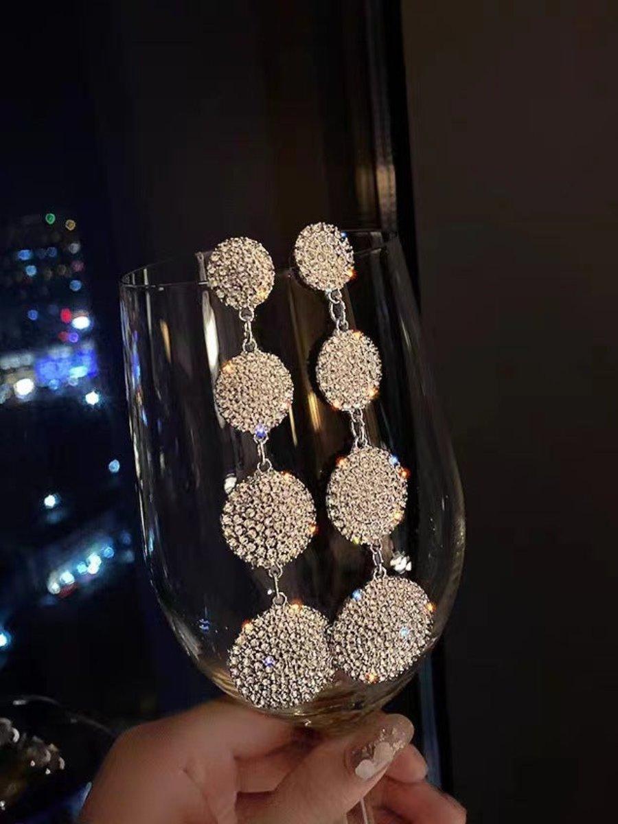 Needle Stone Geometric Circle S925 Silver Drop Earrings MSE101026 - MISS ORD