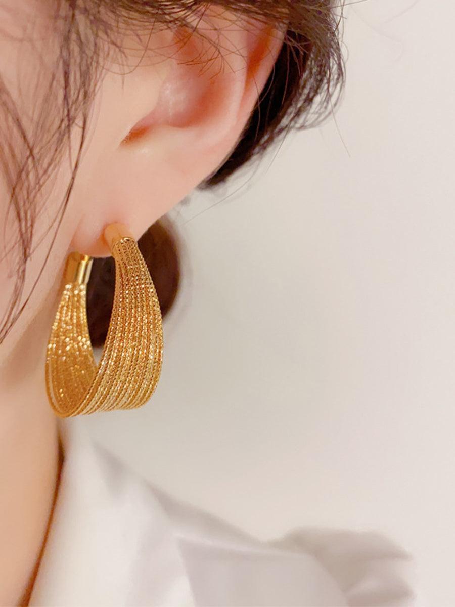 Personalized Metal Geometric Large Earrings MSE20007 - MISS ORD