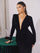 Plung Long Sleeve Ruched Solid Prom Dress MYC2022