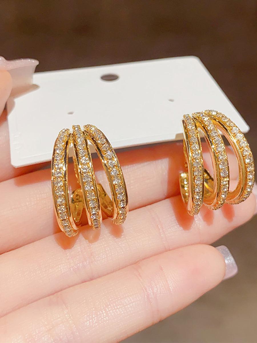 Geometric Multi-Layered Zirconia Earrings MSE20005 - MISS ORD