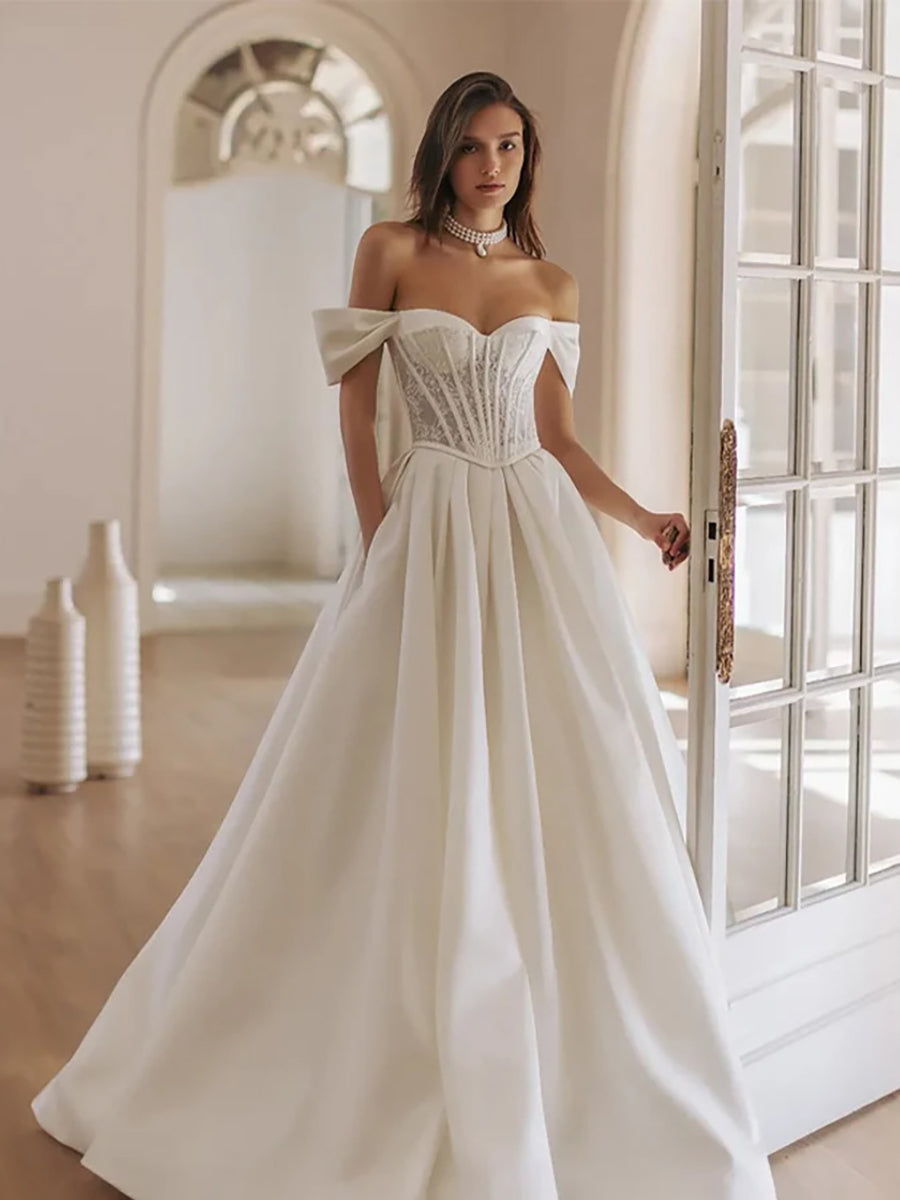 Seraphina Off-the-Shoulder Corset Wedding Dress with Cathedral Train M MISS ORD Seraphina Off-the-Shoulder Corset Wedding Dress with Cathedral Train M MISS ORD