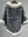 Leopard Print Faux Fur Trim Knitted Poncho Shawl MSF037