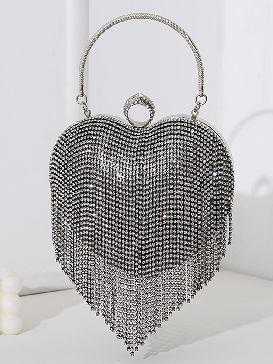 Stone Tassel Heart Match Wedding Dress Clutch Bag MNBF005
