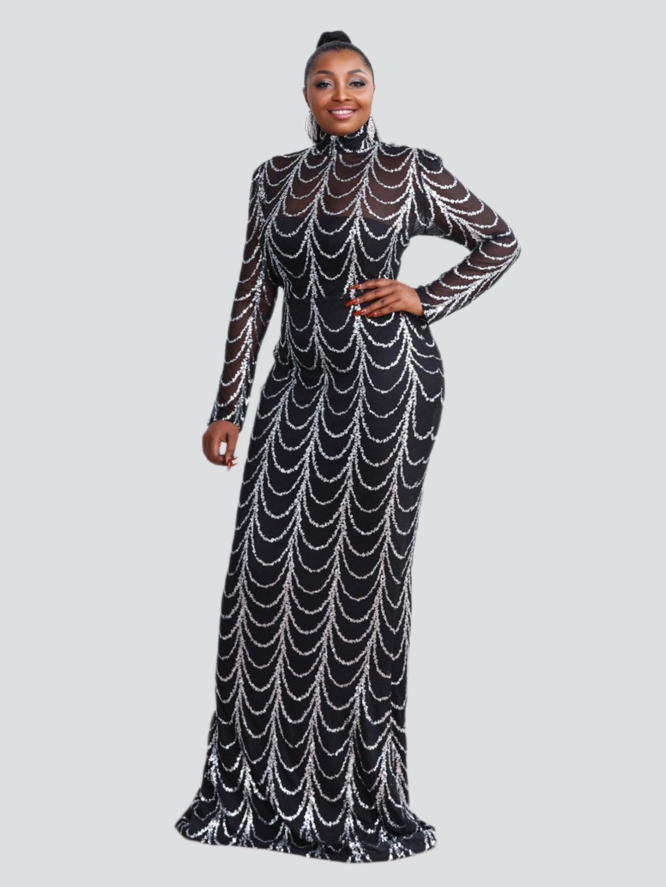 chain prom dress One Shoulder Feather Beads Chain Sequin Black Prom Dress M02337