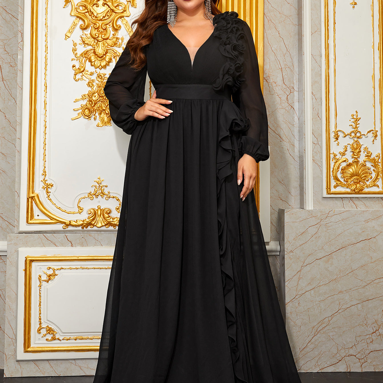Halina Plus Burgundy A-line Formal Dress - Wine / 2XL Halina Plus Burgundy A-line Formal Dress - Wine / 2XL