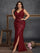 Plus Size V-Neck Ruched Sequin Split Maxi Evening Dress