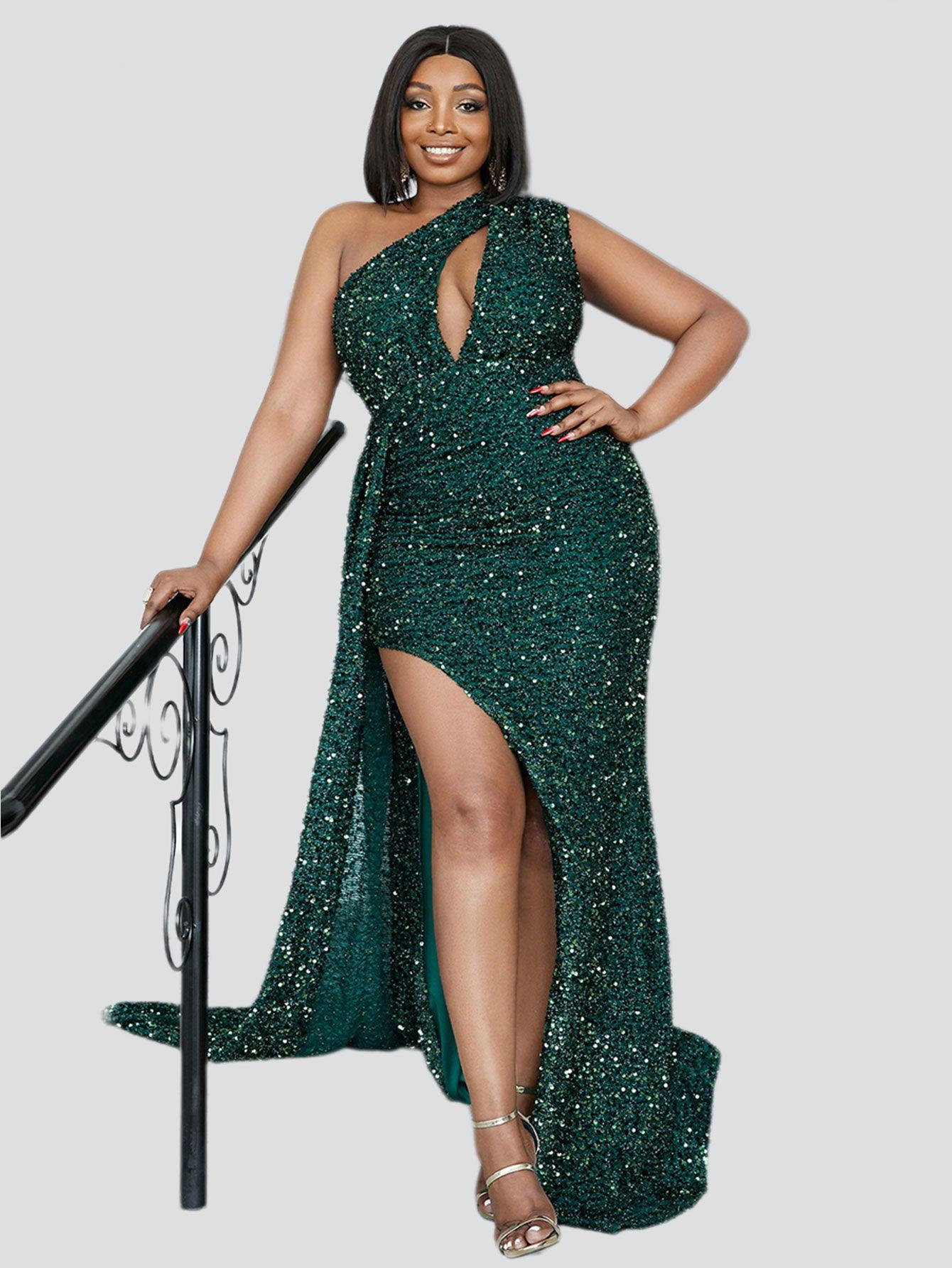 Missord Plus Size Cutout Sequin Ribbon Prom Dress PXH1694 Online Sale MISS ORD Missord Plus Size Cutout Sequin Ribbon Prom Dress PXH1694 Online Sale MISS ORD