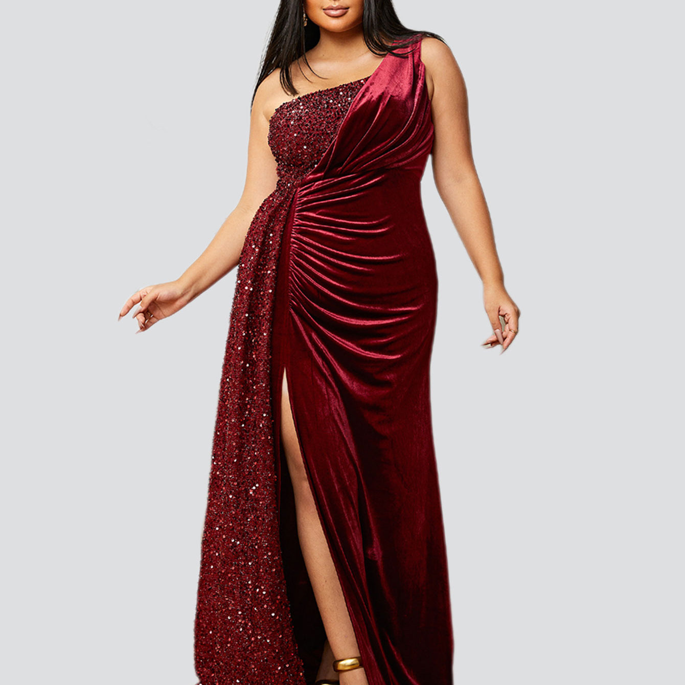 Plus Size Formal Velvet Dress PXH2356