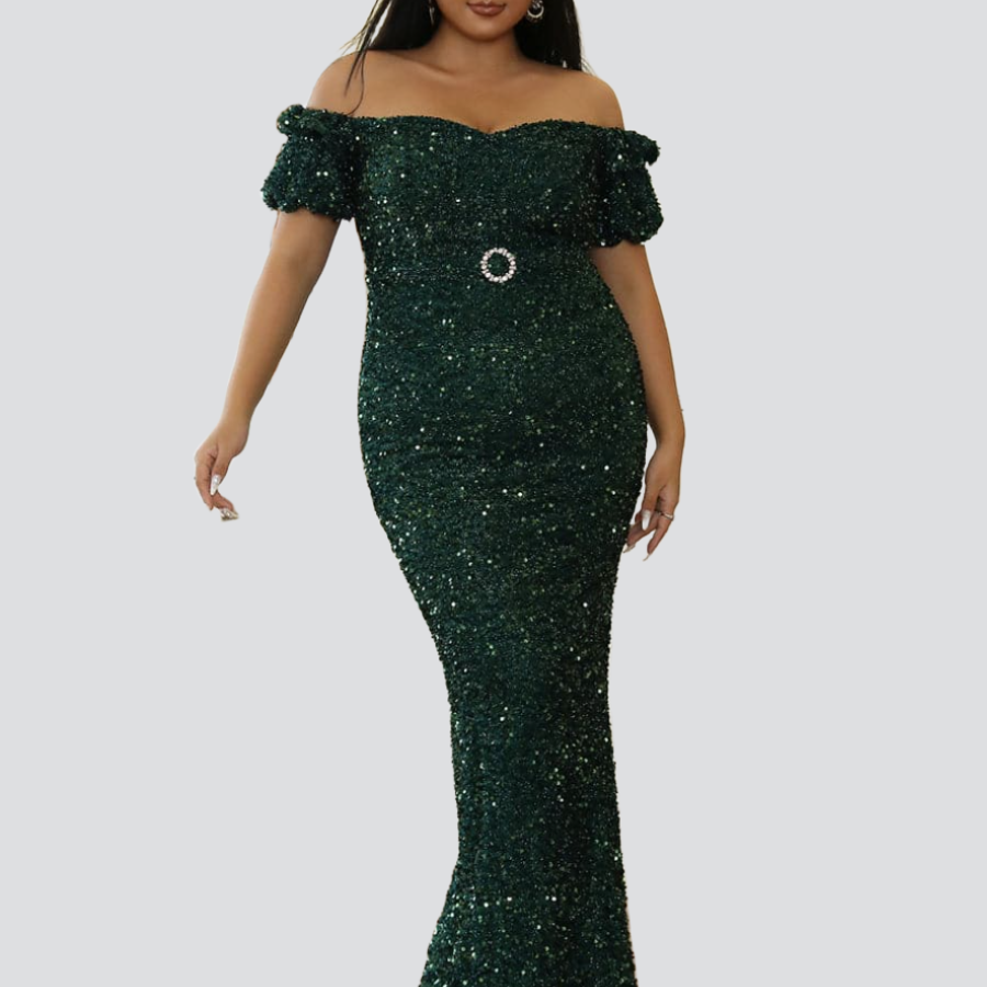 Plus Size Backless Sequin Mermaid Evening Dress