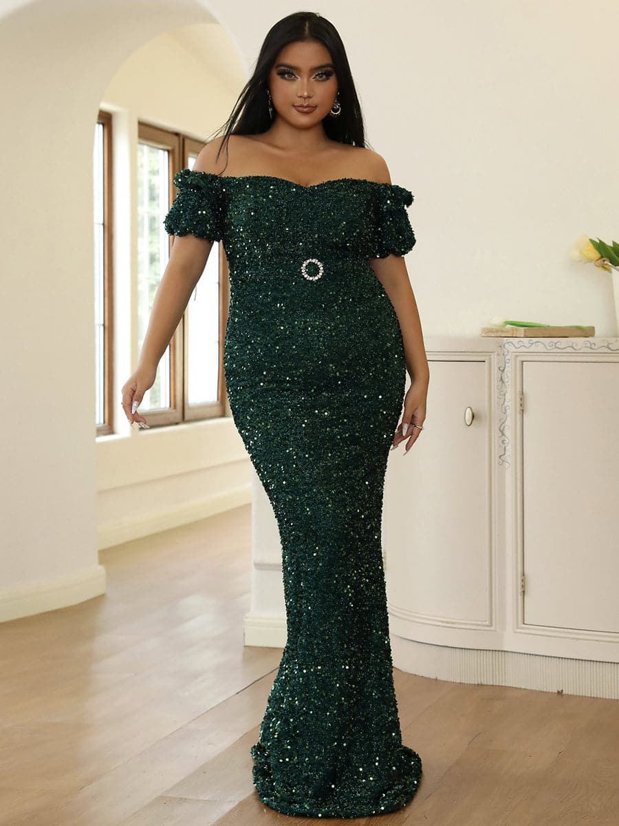 Plus Size Backless Sequin Mermaid Evening Dress PWY96 MISS ORD