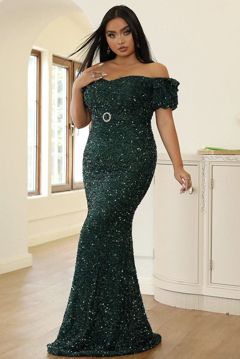Plus Size Backless Sequin Mermaid Evening Dress PWY96 MISS ORD