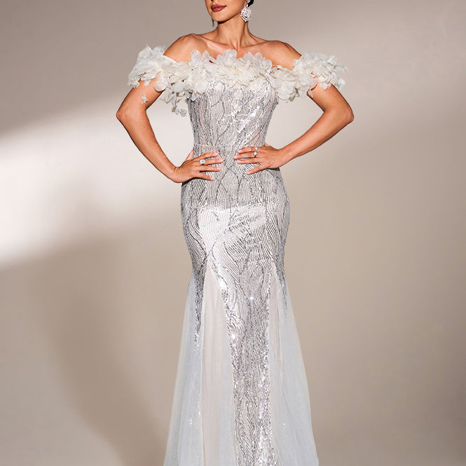 Missord Off Shoulder Appliqued Sequin Mermaid Dress RJ11867 Online Sale MISS ORD Missord Off Shoulder Appliqued Sequin Mermaid Dress RJ11867 Online Sale MISS ORD