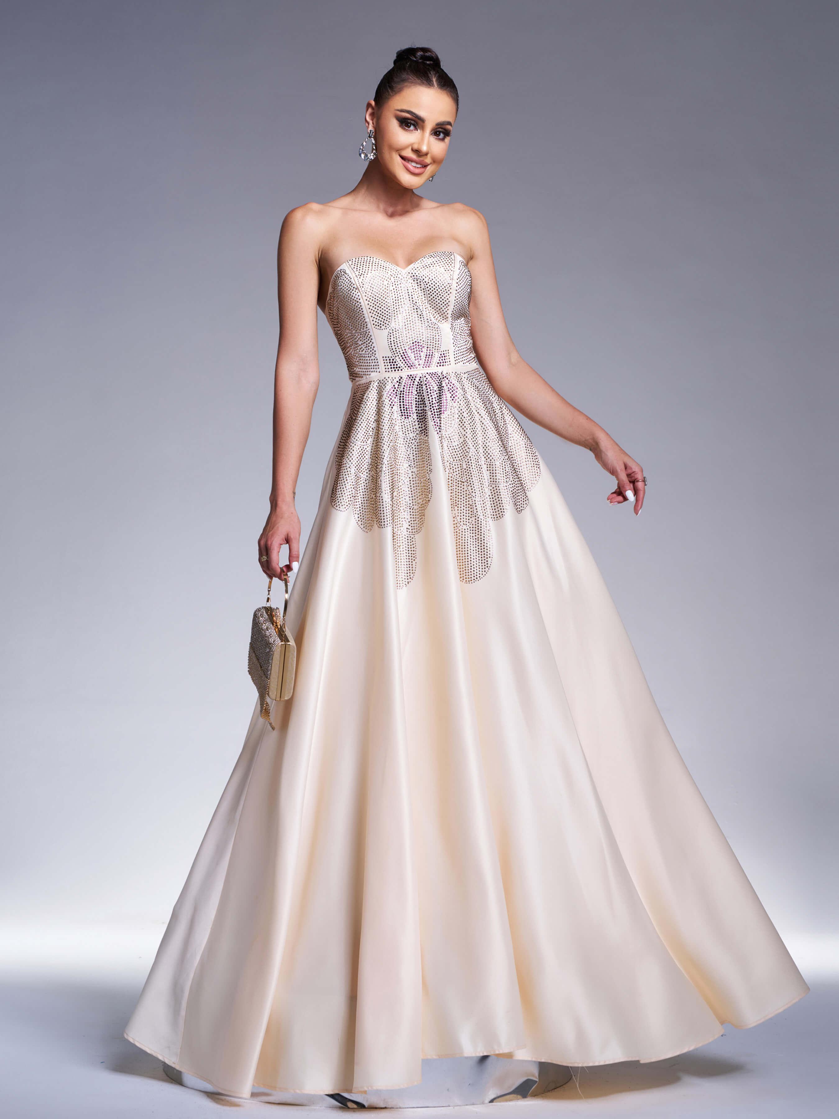 Strapless Rhinestone Corset Prom Dress RJ11900 - MISS ORD