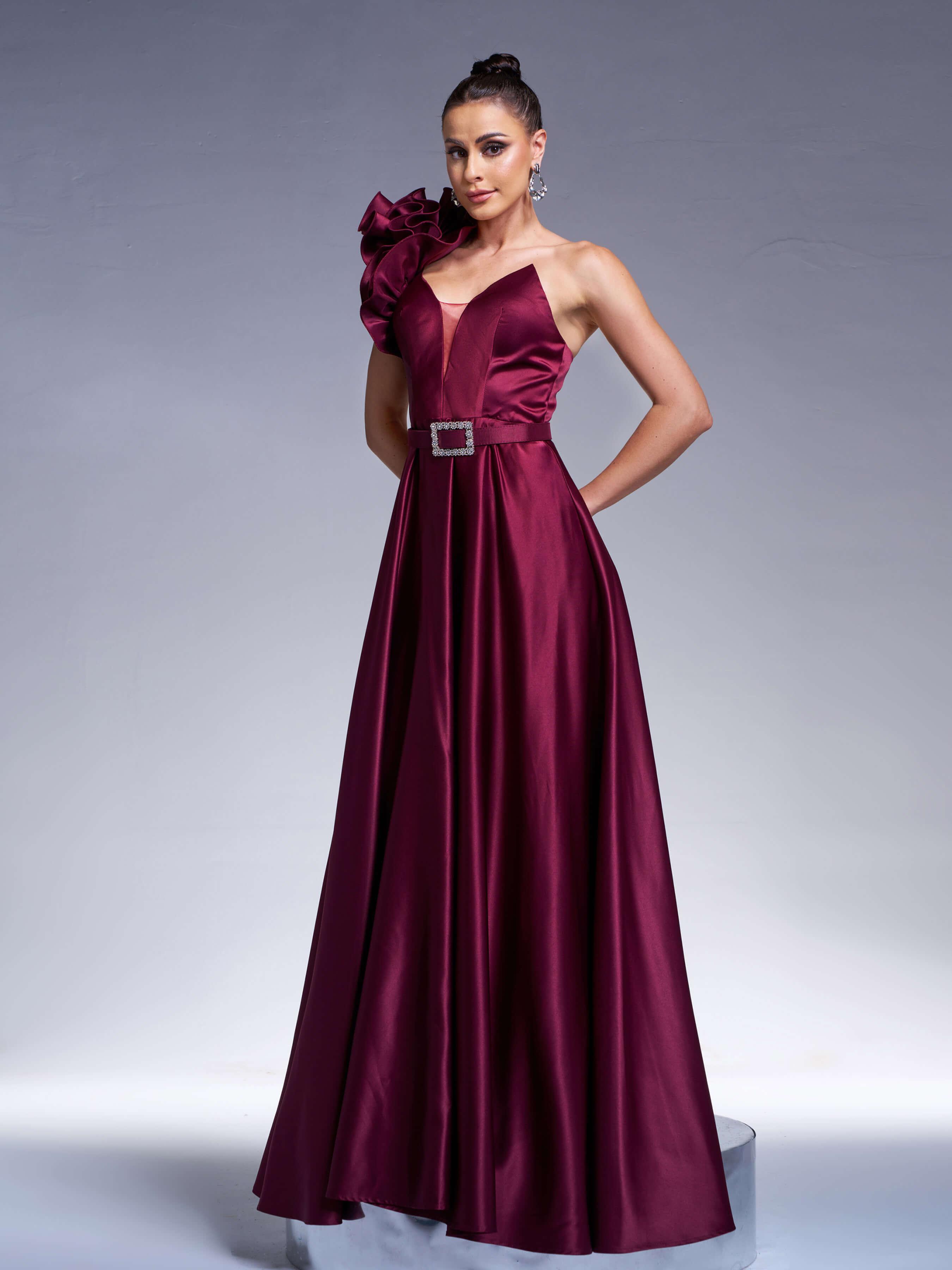 Floral One Shoulder A-line Prom Dress RJ12022 - MISS ORD