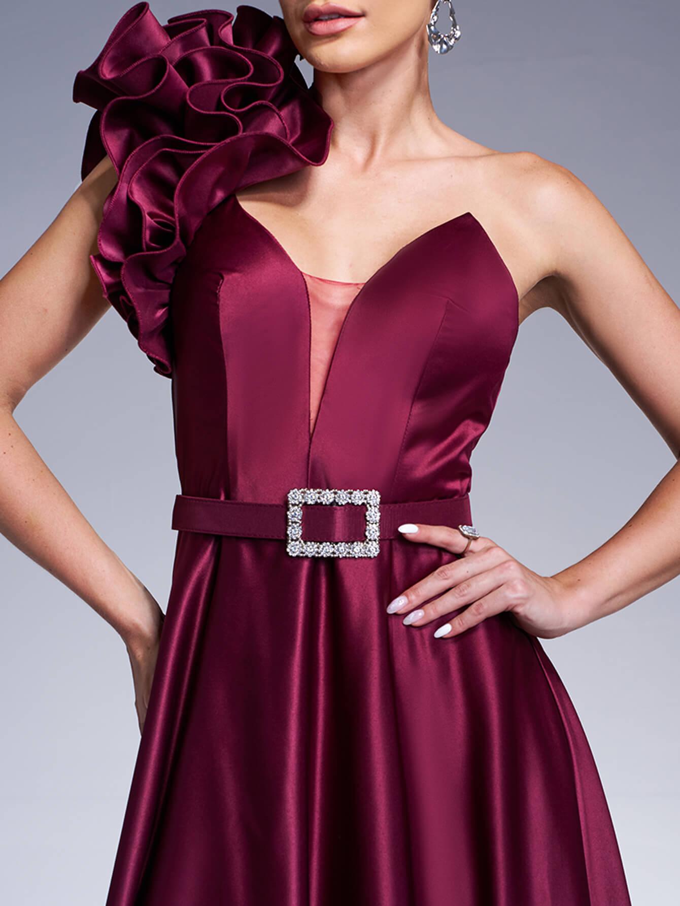 Floral One Shoulder A-line Prom Dress RJ12022 - MISS ORD