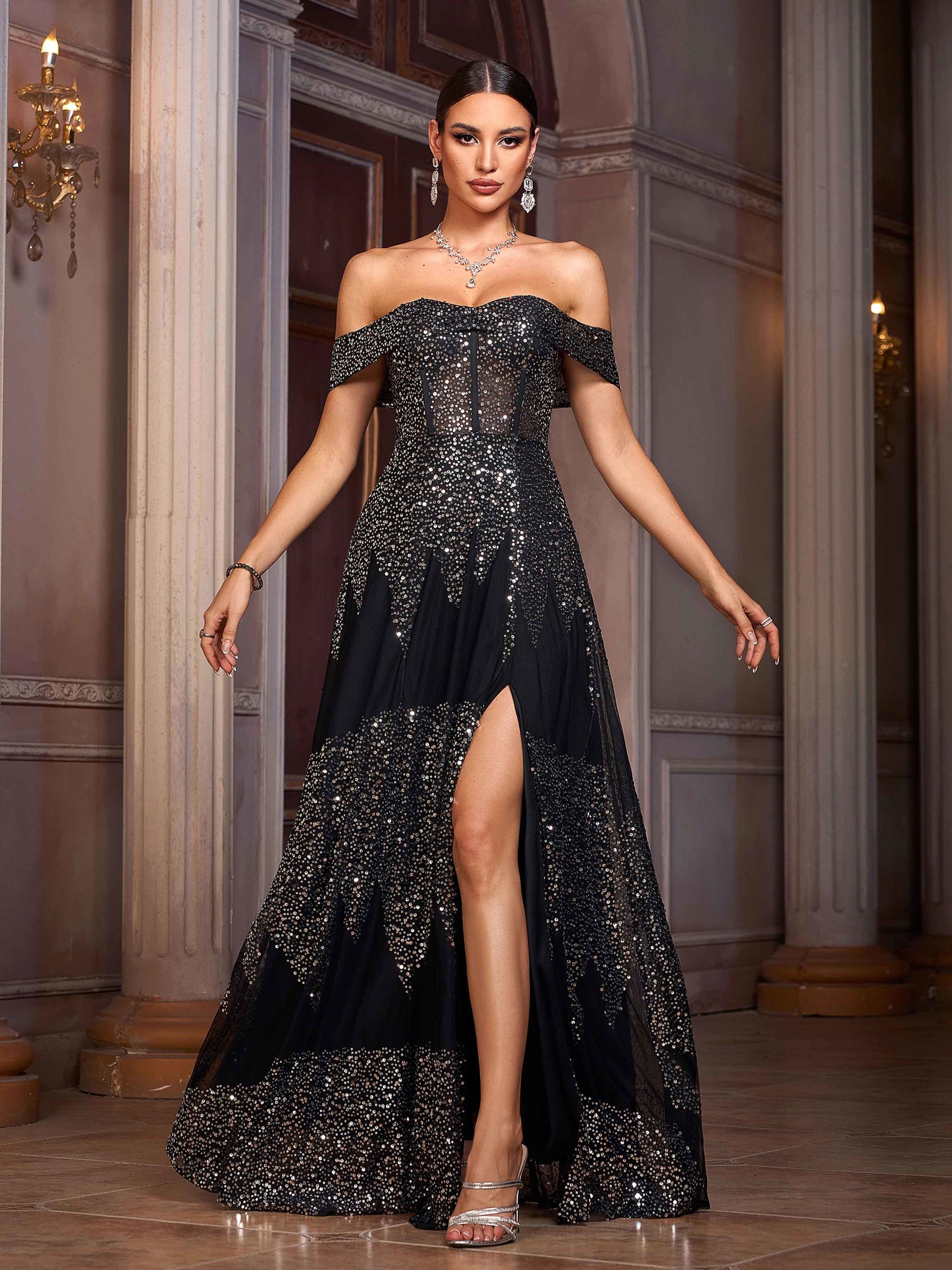 short sleeve boho dress Elegant Striped Print V-Neck Maxi – Casual Apricot / S Size:M (UK 12) PRICE_$250 to $300 Berylove Women Chiffon Black line silhouette that flows