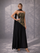 Black Gold Sequin Strapless Prom Dress with Scarf SL30237