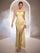 Strapless Floral Sequin Split Prom Dress ST59071
